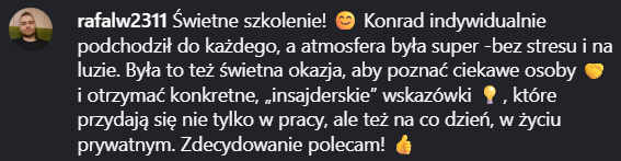 Rekomendacja uczestnika warsztatu 3
