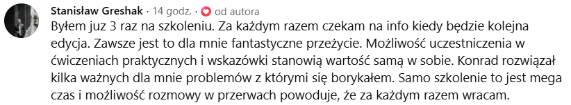 Rekomendacja uczestnika warsztatu 5